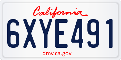 CA license plate 6XYE491