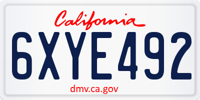 CA license plate 6XYE492