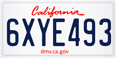 CA license plate 6XYE493