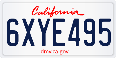 CA license plate 6XYE495