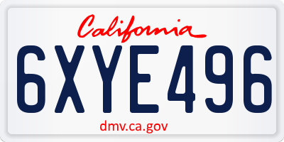 CA license plate 6XYE496