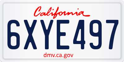 CA license plate 6XYE497