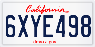 CA license plate 6XYE498