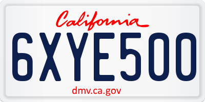 CA license plate 6XYE500