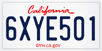 CA license plate 6XYE501