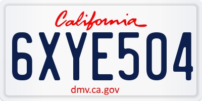CA license plate 6XYE504