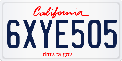 CA license plate 6XYE505