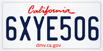 CA license plate 6XYE506
