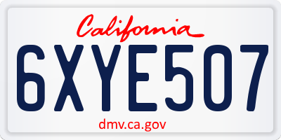 CA license plate 6XYE507