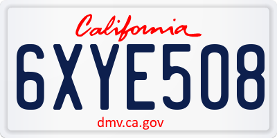 CA license plate 6XYE508