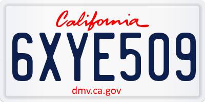 CA license plate 6XYE509