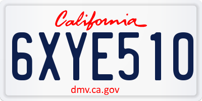 CA license plate 6XYE510
