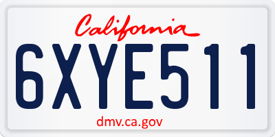 CA license plate 6XYE511