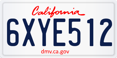 CA license plate 6XYE512