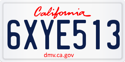 CA license plate 6XYE513