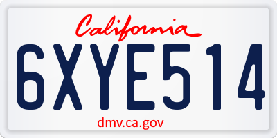 CA license plate 6XYE514