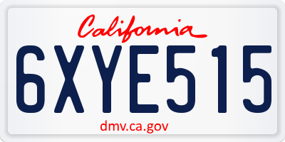 CA license plate 6XYE515