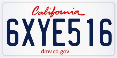 CA license plate 6XYE516