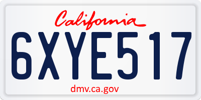 CA license plate 6XYE517