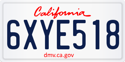 CA license plate 6XYE518