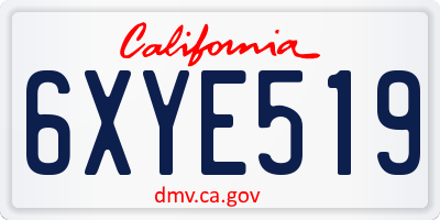 CA license plate 6XYE519