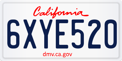 CA license plate 6XYE520
