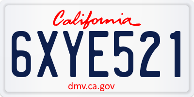 CA license plate 6XYE521