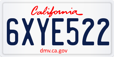 CA license plate 6XYE522