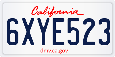 CA license plate 6XYE523