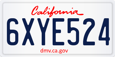 CA license plate 6XYE524