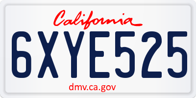 CA license plate 6XYE525