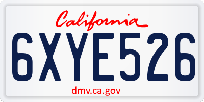 CA license plate 6XYE526