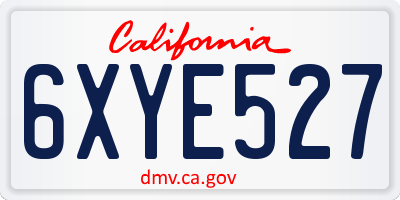 CA license plate 6XYE527