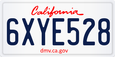 CA license plate 6XYE528
