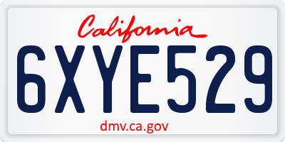 CA license plate 6XYE529