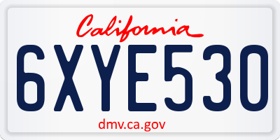 CA license plate 6XYE530