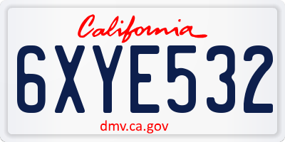 CA license plate 6XYE532