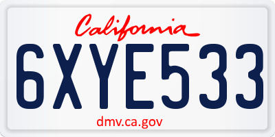 CA license plate 6XYE533
