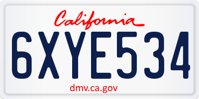 CA license plate 6XYE534