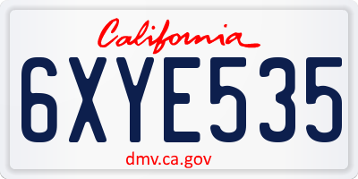 CA license plate 6XYE535