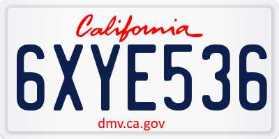 CA license plate 6XYE536