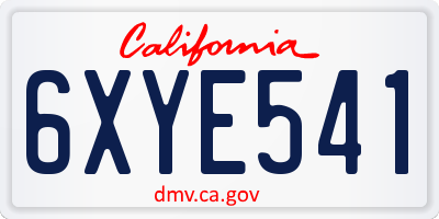 CA license plate 6XYE541