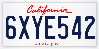 CA license plate 6XYE542