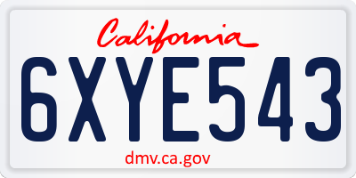 CA license plate 6XYE543