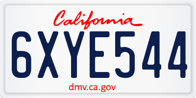 CA license plate 6XYE544