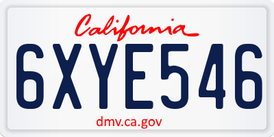 CA license plate 6XYE546