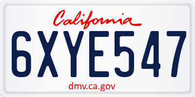 CA license plate 6XYE547