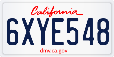 CA license plate 6XYE548