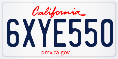 CA license plate 6XYE550