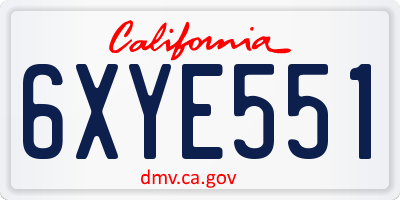 CA license plate 6XYE551